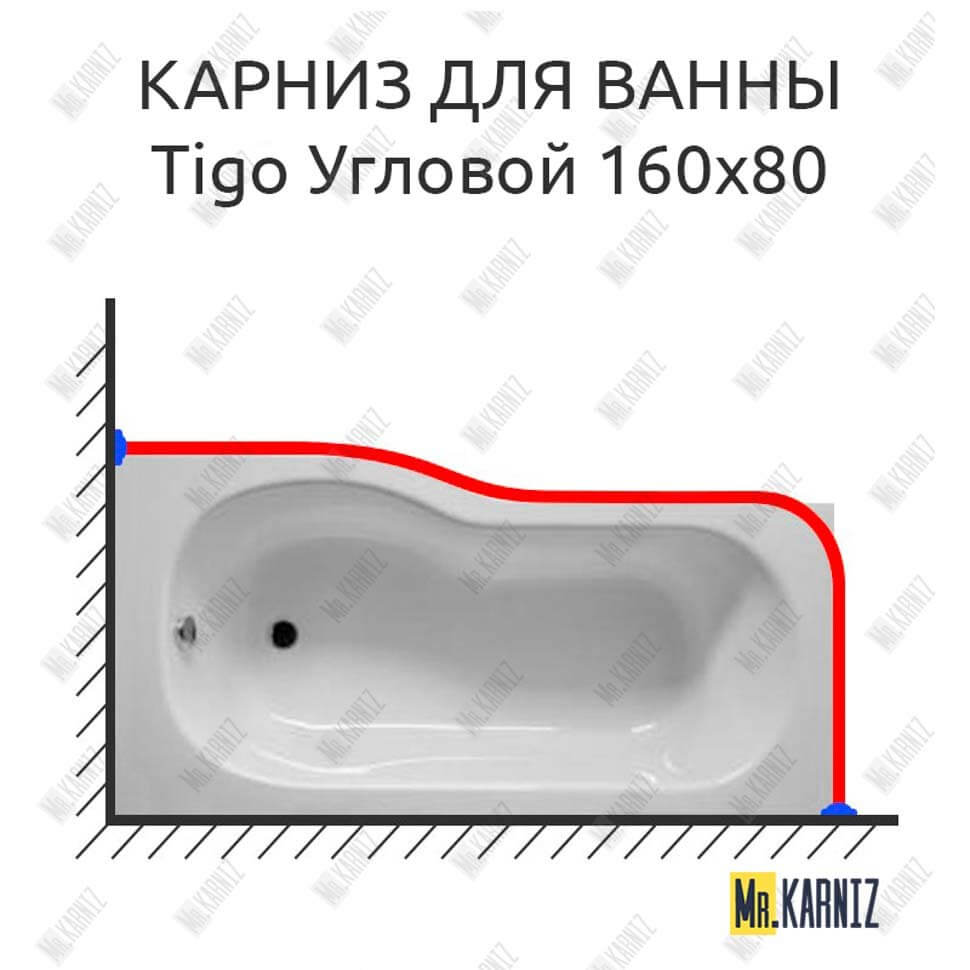 Карниз для ванны Jika Tigo Угловой 160х80 Усиленный 25 мм MrKARNIZ Карниз для ванны Jika Tigo Угловой 160х80 Усиленный 25 мм MrKARNIZ